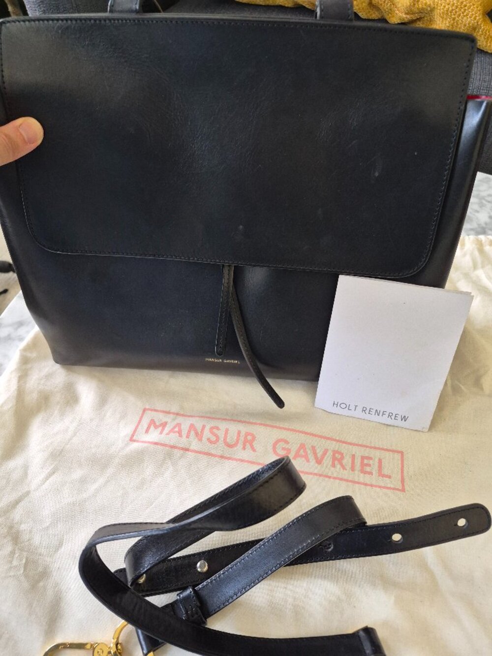 Mansur Gavriel Black Leather Bucket Bag w/ Original Holt Renfrew Receipt & Dust